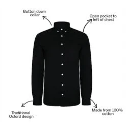 Bigdude Oxford Long Sleeve Shirt Black -Bigdude e1b3600c bd19ls120black
