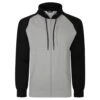 Bigdude Contrast Raglan Full Zip Hoody Grey Marl/Black