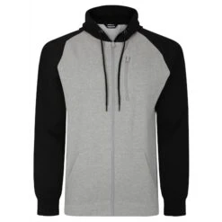 Bigdude Contrast Raglan Full Zip Hoody Grey Marl/Black