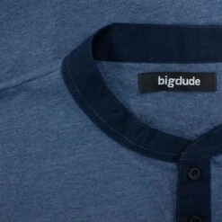 Bigdude Contrast Grandad Long Sleeve Pyjama Set Dark Denim Marl/Navy -Bigdude e6665e87 img 8668