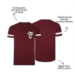 Bigdude Cut & Sew Lion Print T-Shirt Burgundy -Bigdude e76ddc78 bd23ts14