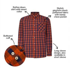 Bigdude Gingham Long Sleeve Shirt Orange -Bigdude e8e7d08d bd23ls0720orange