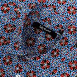 Bigdude Retro Flower Print Long Sleeve Poplin Shirt Blue/Red -Bigdude ed27cf38 img 8730