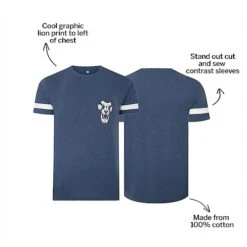 Bigdude Cut & Sew Lion Print T-Shirt Dark Denim -Bigdude ef238767 bd23ts1420blue