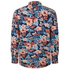 Bigdude Floral Long Sleeve Poplin Shirt Navy -Bigdude f1b937b7 bd23ls11 02 2201