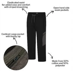 Bigdude Contrast Pocket Cargo Joggers Black -Bigdude f23c62b1 bd23j0620black