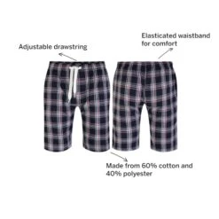 Bigdude Woven Checked Pyjama Shorts Navy/Red -Bigdude f2f5fd4b 9