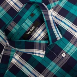 Bigdude Short Sleeve Check Shirt Green -Bigdude f65a4506 img 8850