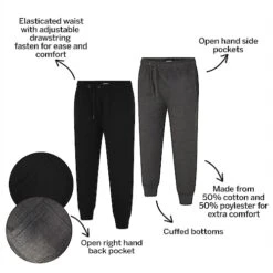 Bigdude Basic Cuffed Joggers Twin Pack Black/Charcoal -Bigdude f6a5ea79 bd23j1020twin20grey