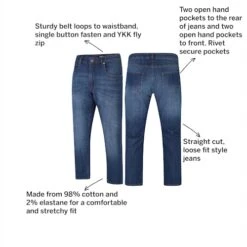 Bigdude Loose Fit Straight Cut Stretch Jeans Mid Wash -Bigdude f965332c annotated20imgagery2030.032