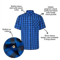 Bigdude Gingham Short Sleeve Shirt Blue -Bigdude fb61c7fa bd23ss0720blue20ee