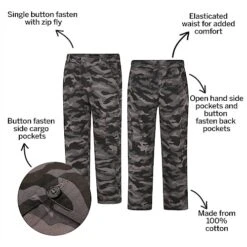 Bigdude Elasticated Waist Camo Cargo Trousers Charcoal -Bigdude fc376f86 bd23tr0320grey
