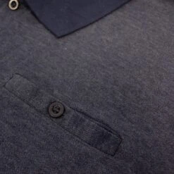 Bigdude Buttoned Pocket Polo Shirt Navy Marl -Bigdude fe475a46 img 8700