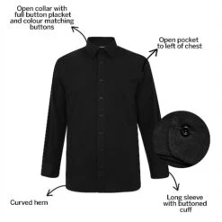 Bigdude Classic Long Sleeve Poplin Shirt Black -Bigdude fe68ef31 bd19ls120black