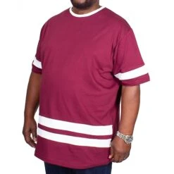 Bigdude Contrast Stripe T-Shirt Burgundy -Bigdude img 0108 clipped rev 1