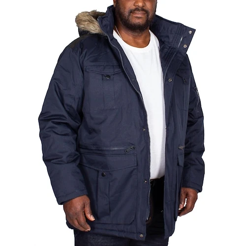Bigdude Full Zip Parka Coat Navy 7 Bigdude Full Zip Parka Coat Navy - Image 5