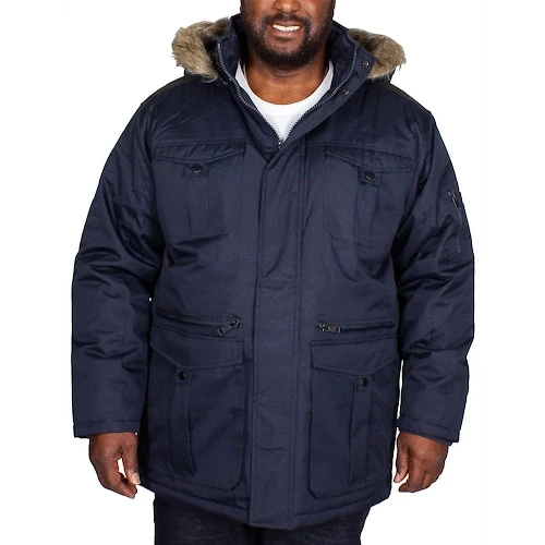 Bigdude Full Zip Parka Coat Navy 4 Bigdude Full Zip Parka Coat Navy - Image 2