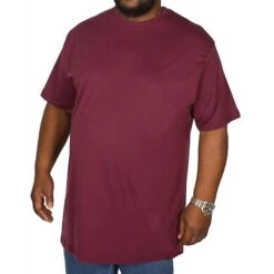 Bigdude Plain Crew Neck T-Shirt Burgundy -Bigdude img 2385 clipped rev 1