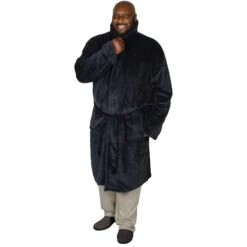 Bigdude Plain Fleece Dressing Gown Navy -Bigdude img 2581 clipped rev 1