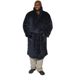 Bigdude Plain Fleece Dressing Gown Navy -Bigdude img 2582 clipped rev 1
