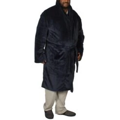 Bigdude Plain Fleece Dressing Gown Navy -Bigdude img 2584 clipped rev 1