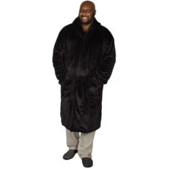 Bigdude Plain Fleece Dressing Gown Black -Bigdude img 2590 clipped rev 1