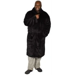 Bigdude Plain Fleece Dressing Gown Black -Bigdude img 2592 clipped rev 1