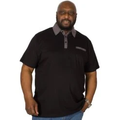 Bigdude Contrast Jersey Polo Shirt Black -Bigdude img 6155 clipped rev 1