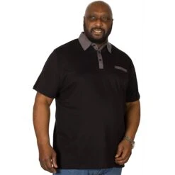 Bigdude Contrast Jersey Polo Shirt Black -Bigdude img 6157 clipped rev 1