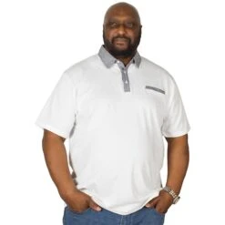 Bigdude Contrast Jersey Polo Shirt White -Bigdude img 6163 clipped rev 1