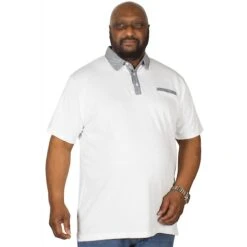 Bigdude Contrast Jersey Polo Shirt White -Bigdude img 6164 clipped rev 1