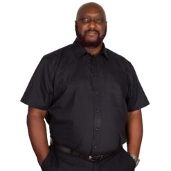 Bigdude Classic Short Sleeve Poplin Shirt Black -Bigdude img 9294 clipped rev 1