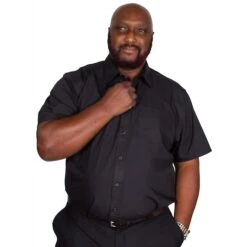 Bigdude Classic Short Sleeve Poplin Shirt Black -Bigdude img 9295 clipped rev 1