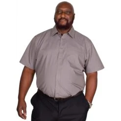 Bigdude Classic Short Sleeve Poplin Shirt Charcoal -Bigdude img 9303 clipped rev 1