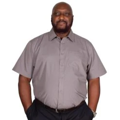 Bigdude Classic Short Sleeve Poplin Shirt Charcoal -Bigdude img 9304 clipped rev 1