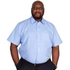 Bigdude Classic Short Sleeve Poplin Shirt Light Blue -Bigdude img 9313 clipped rev 1