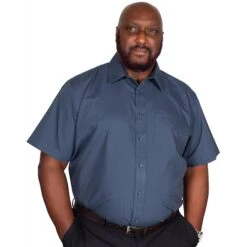 Bigdude Classic Short Sleeve Poplin Shirt Petrol -Bigdude img 9330 clipped rev 1