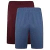 Bigdude Twin Pack Classic Pyjama Shorts Denim Marl/Burgundy -Bigdude pack 1